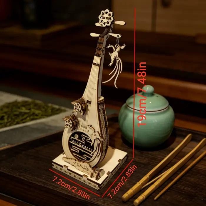 Kit de puzzle d'instrument musical Pipa en bois à faire soi-même