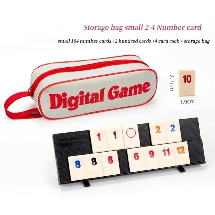 Jeu de Rummy Cube avec étui portable, ensemble de voyage pour jeux de société classiques en famille - Jeu de Rummy Cube avec 4 supports, 106 tuiles de Rummy