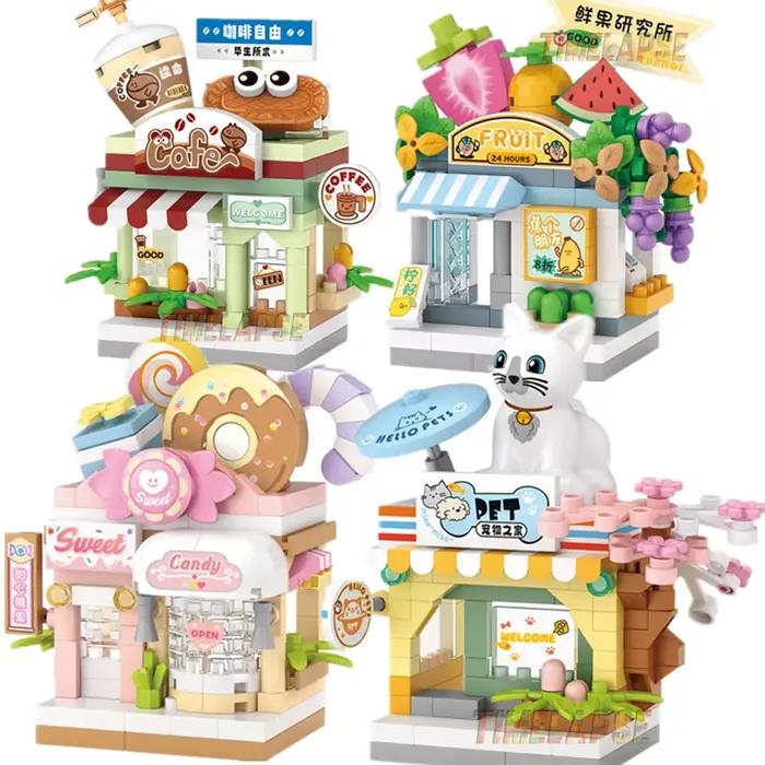 Food Shop Street Series - Kit de modèle de maison de magasin miniature, jouet de construction éducatif et amusant à faire soi-même, cadeau pour les enfants de 6 à 12 ans