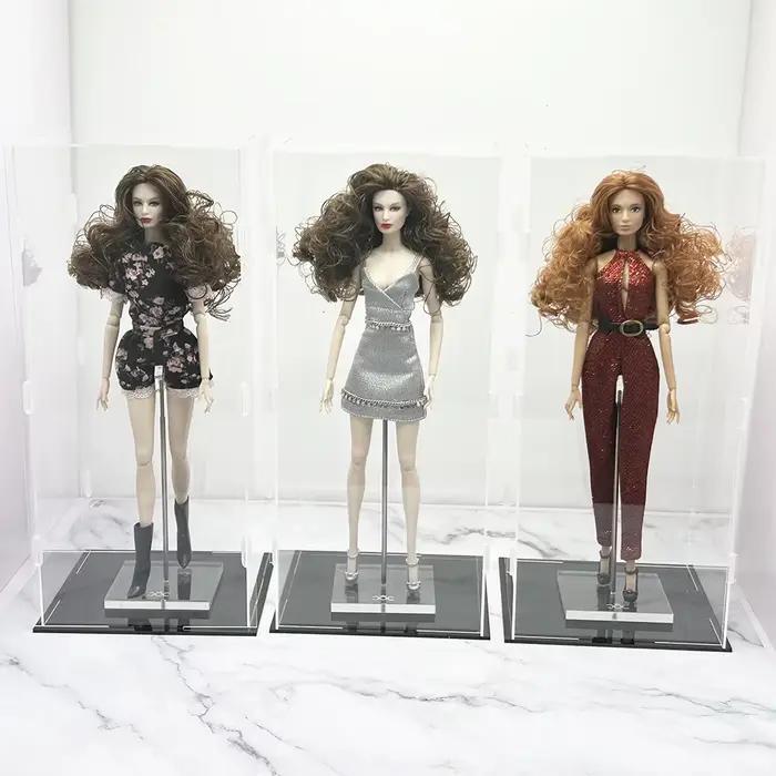 Boîte d'exposition transparente en plastique pour poupées supermodèles 32cm, accessoire de rangement et décoration intérieure élégante