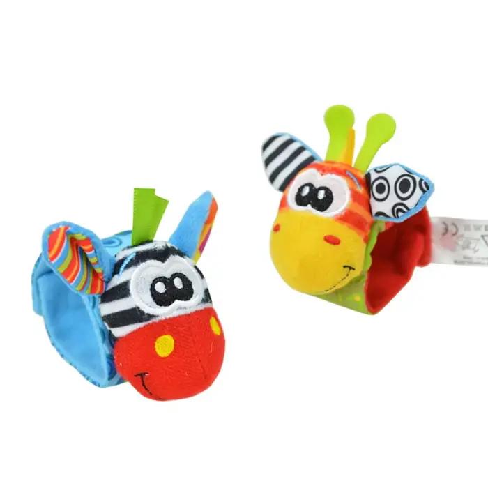 Hochet pour bébé, jouets, animaux en peluche mignons, hochet de poignet, chaussettes de recherche de pieds de 0 à 12 mois, cadeau pour nouveau-né, garçon et fille, 2 pièces/ensemble
