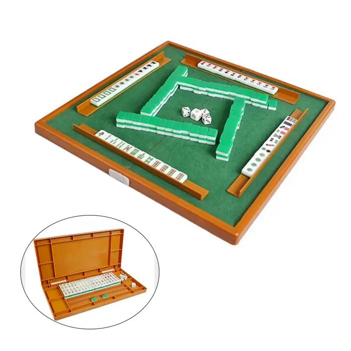 Mini ensemble de Mahjong avec table de Mahjong pliante portable