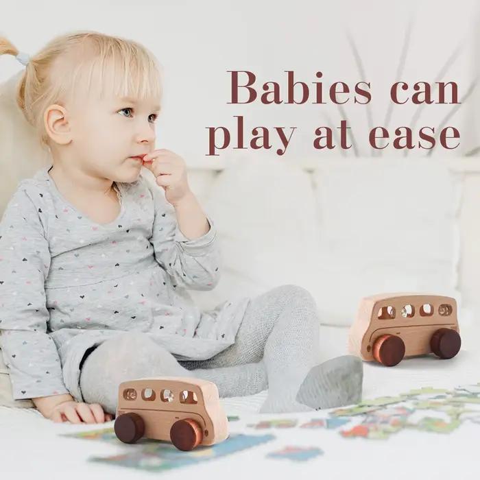 Jouets d'éveil en bois pour bébés 0-12 mois : Bus à billes roulantes