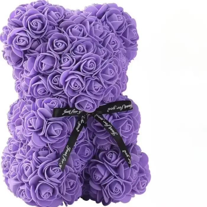 Ours en peluche rose éternelle, fleur artificielle, pour maman, fête des mères, anniversaire, saint-valentin, cadeaux et décoration miniatures
