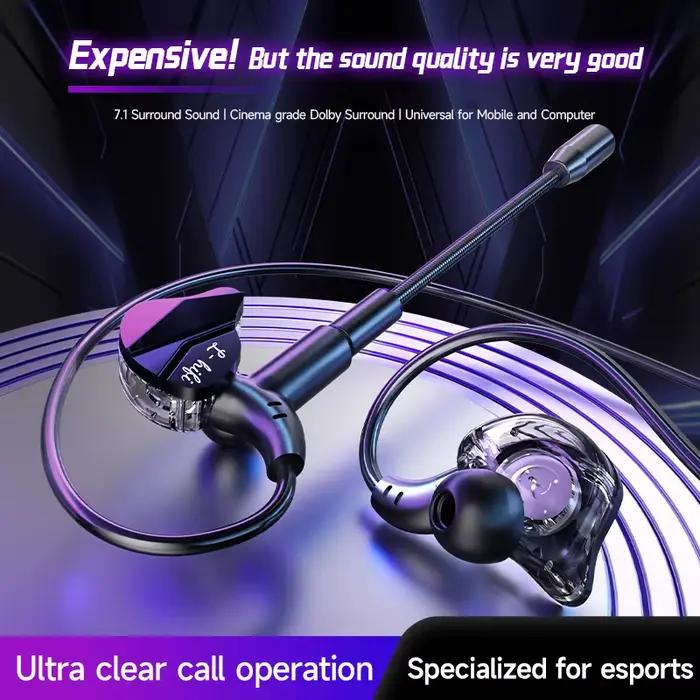 Écouteurs de jeu Gamer avec Microphone HD 3.5mm et TypeC, intra-auriculaires filaires, casque stéréo HiFi pour IPhone Samsung