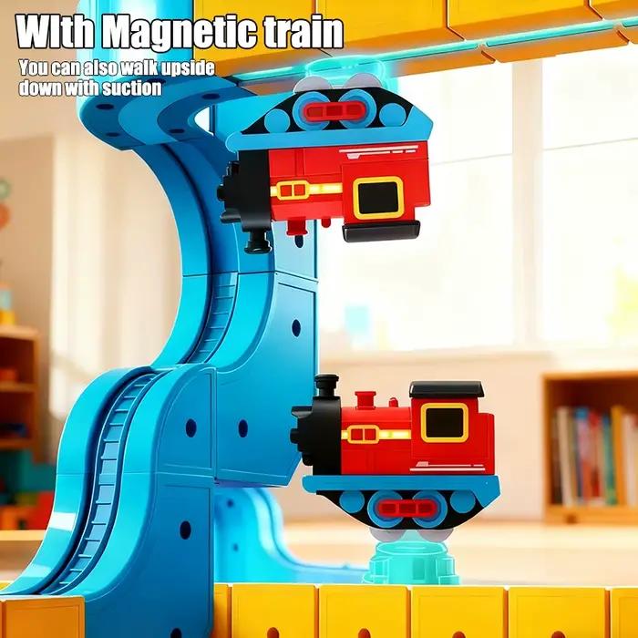 Ensemble de train électrique magnétique, voie magique, voiture, jouet cube DIY, modèle créatif éducatif, voitures de train, cadeaux pour enfants garçons de 3 ans