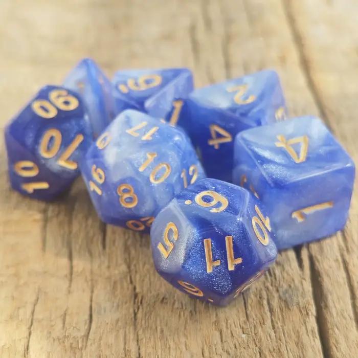 7 pièces/ensemble jeu de dés galaxie bleu et blanc D4 D6 D8 D10 D % D12 D20 dés D & D RPG donjons et Dragons jeu de bureau
