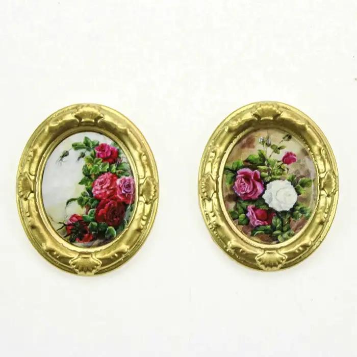 2 pièces de peintures murales miniatures à l'huile pour maison de poupée : accessoires de décoration murale