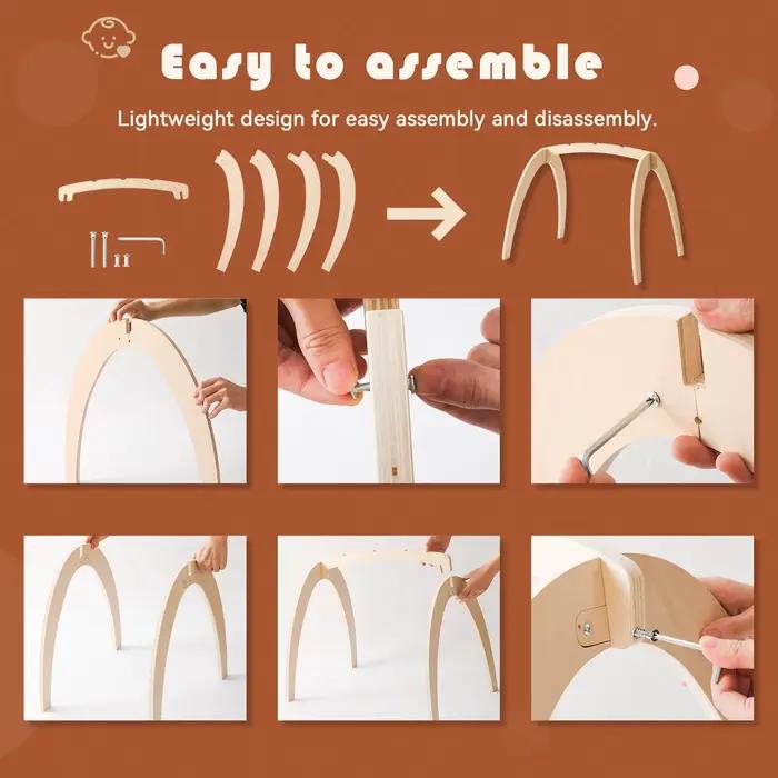 Jeu de gymnastique en bois pour bébé forme géométrique douce rembourrée clignotante musical décor de chambre jouet sensoriel pour maternité occasions spéciales