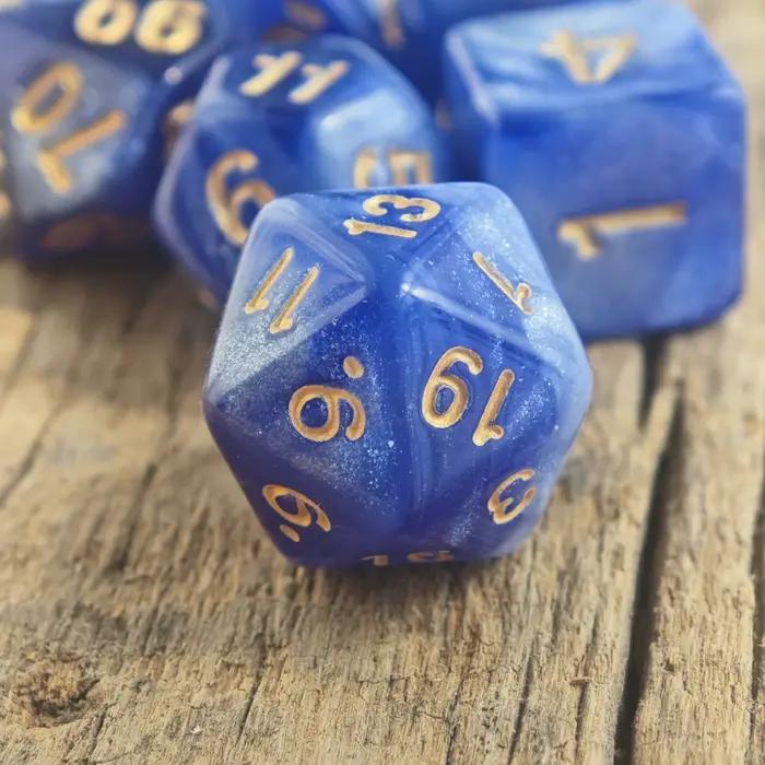 7 pièces/ensemble jeu de dés galaxie bleu et blanc D4 D6 D8 D10 D % D12 D20 dés D & D RPG donjons et Dragons jeu de bureau