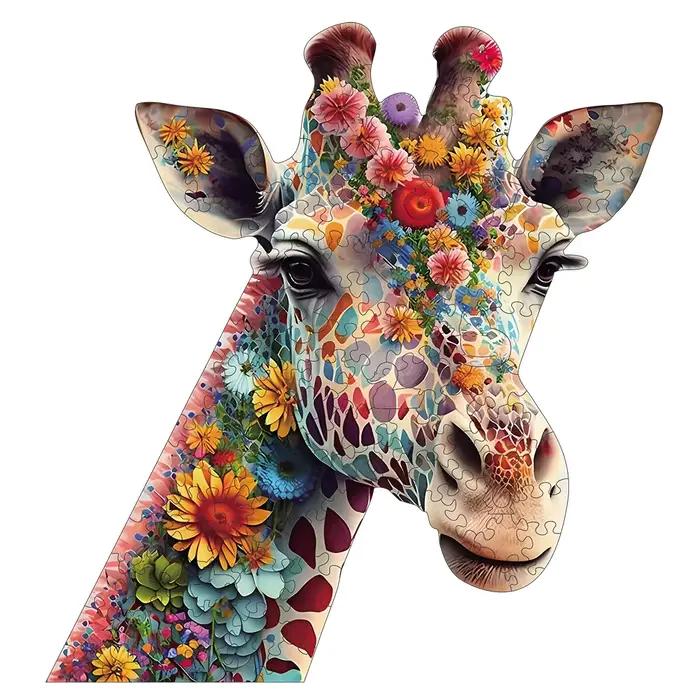 Puzzle en bois de girafe de fleur