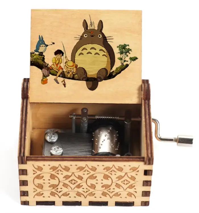 Boîte à musique Antique en bois sculpté à manivelle, boîte à musique Totoro, figurine, cadeau de noël et d'anniversaire, offre spéciale, 2026