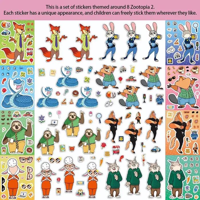 8/16 feuilles dessin animé Disney Zootopia 2 autocollants de Puzzle mignon Judy Nick