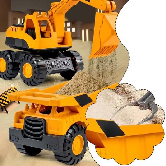 Ensemble de jouets de véhicules de chantier : Modèles d'excavatrice et de camion-benne