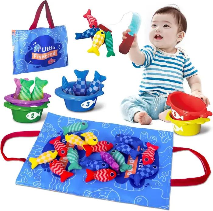 Jouets Montessori, jeu de pêche en tissu