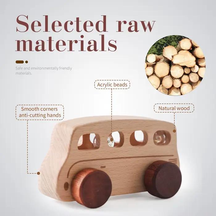 Jouets d'éveil en bois pour bébés 0-12 mois : Bus à billes roulantes