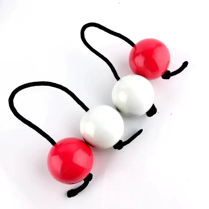 1 paire de Shaker africain Asalato, boule de rythme Maracas, Instrument de Percussion à une main, 2 cordes et 4 boules pour débutants