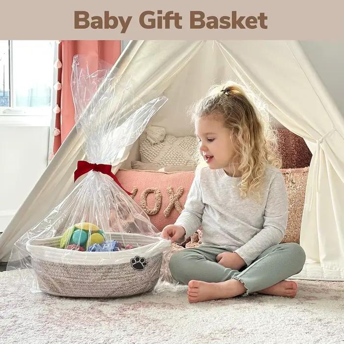 Panier à jouets pour chien, petit panier cadeau pour bébé, paniers de rangement tissés pour chien et chat, paniers de rangement pour la crèche pour couches et serviettes