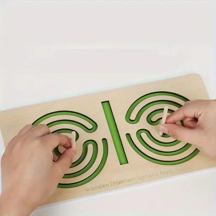 Puzzle de cerveau gauche droit pour enfants, jouet, stylo, mouvement, contrôle de trajectoire, formation, Coordination du cerveau, jouets éducatifs en bois