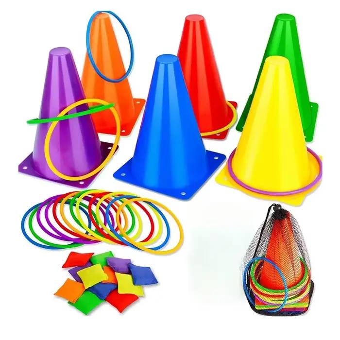 Ensemble d'anneaux de cônes de lancer pour enfants, jeu de fête, football en plein air, football, entraînement d'agilité, carnaval, jeux de famille, cour, outils ChlorSet, 1 ensemble