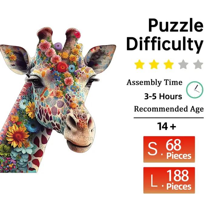 Puzzle en bois de girafe de fleur