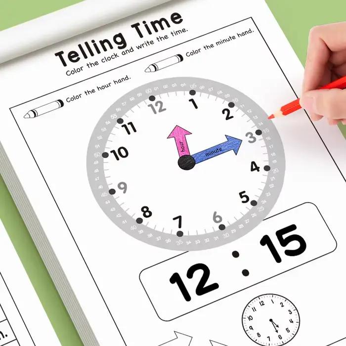 Cahier d'exercices pour enfants sur les concepts de temps d'apprentissage