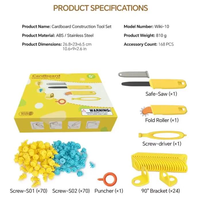 Outils en carton pour enfants avec coupe-carton et boîte