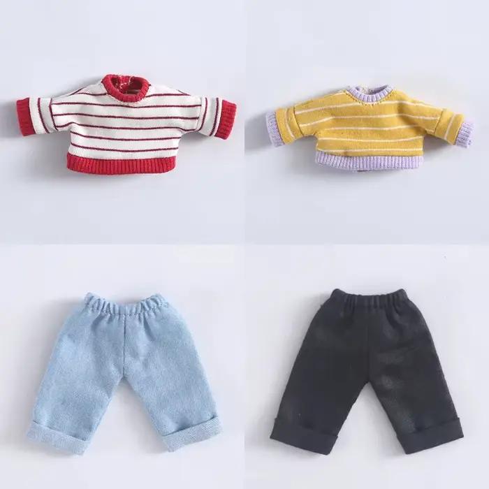 Vêtements de poupée Ob11 jeans jambe large pantalon rayures sweat à capuche pour Ob11 Molly GSC 1/12bjd vêtements accessoires universel pour poupées occasions spéciales