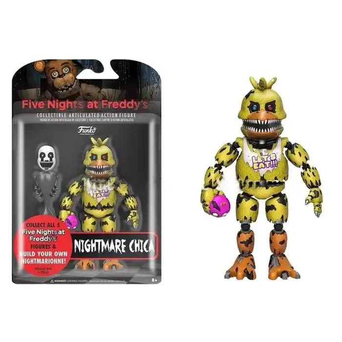 14 cm FNAF figurines cauchemar Freddy Bonnie Foxy Chica figurine mobile lumière noire