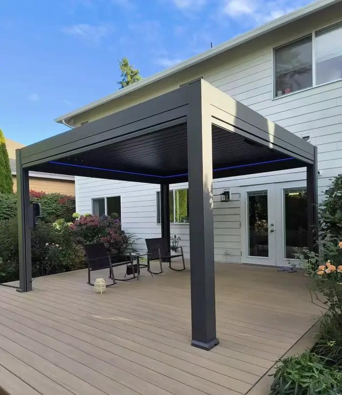 Pergola bioclimatique moderne en aluminium, gazebo, pavillon, jardin extérieur, cour, patio, villa, terrasse, intimité, taille personnalisée, toit