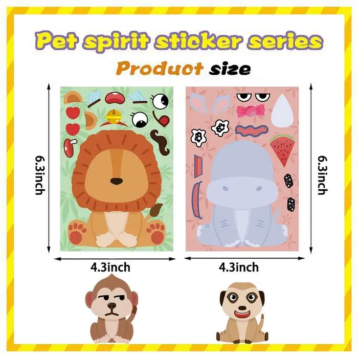 8 feuilles enfants bricolage Puzzle autocollant jeux animaux faire un visage assembler Puzzle autocollants enfants jouets éducatifs