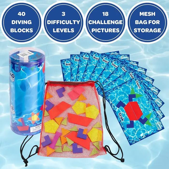 Jeu de Pêche aux Trésors Sous-Marins pour Enfants - Jouets de Piscine et d'Étanche pour la Recherche de Gemmes - Jeux