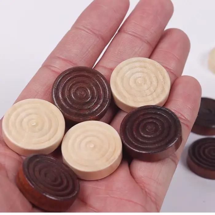 24 pièces/ensemble jetons en bois pièces de dames rondes pour accessoires de jeu d'échecs Backgammon