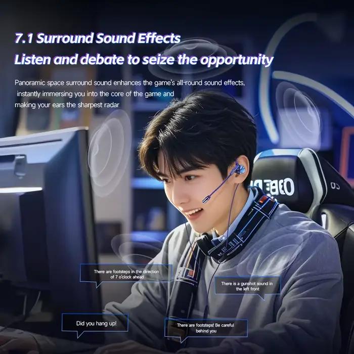Écouteurs de jeu Gamer avec Microphone HD 3.5mm et TypeC, intra-auriculaires filaires, casque stéréo HiFi pour IPhone Samsung