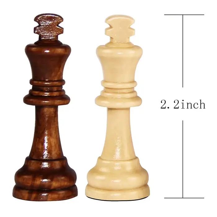 Pions d'échecs en bois standard pour tournoi Staunton 32 pièces Jeu