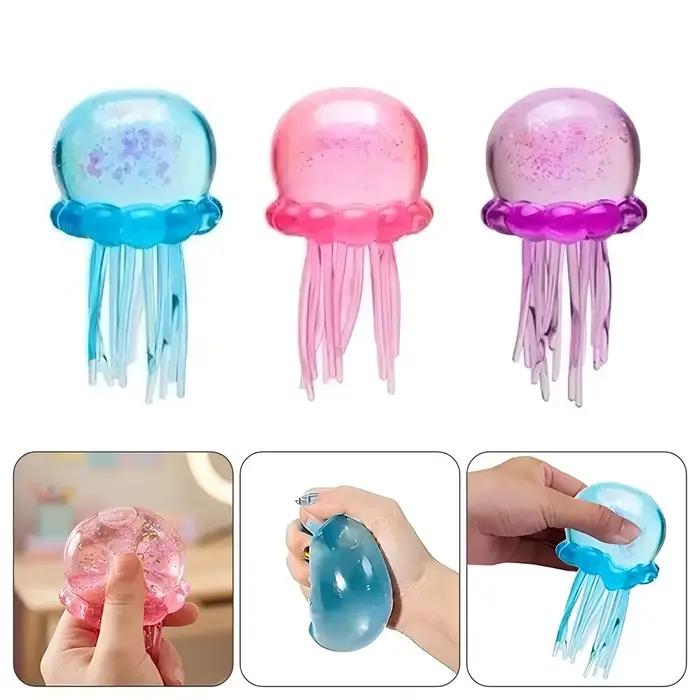 Jouet tendance Nee Doh Jellyfish & Cube Squish, jouet sensoriel anti-stress en gelée souple à presser, NeeDoh pour enfants et adultes