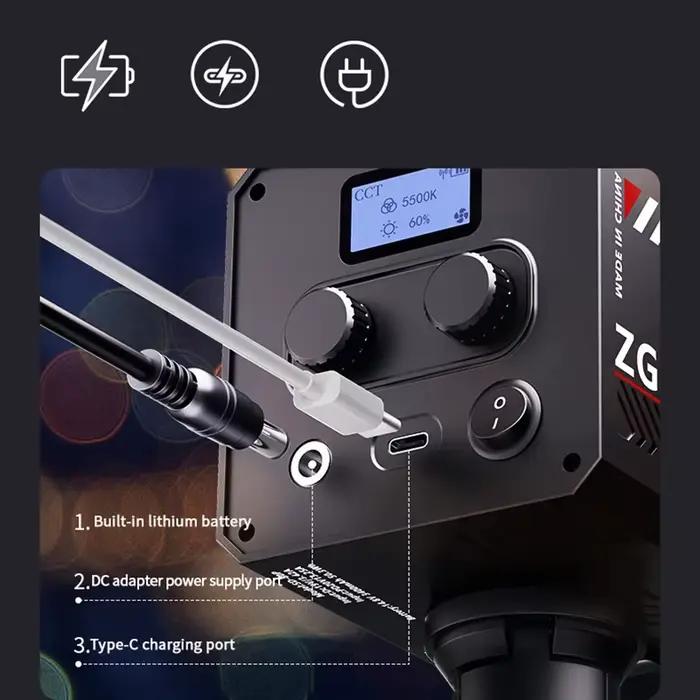 Lumière vidéo LED Portable 60W Pro COB bicolore lumière de photographie 2800K-7500K pour la diffusion en direct lumière de prise de vue extérieure portative