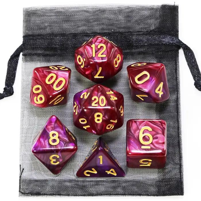 Dés de jeu DND, dés à mélanger de couleurs variées, ensemble de dés avec sac, 9 styles différents disponibles pour les jeux RPG TRPG portables
