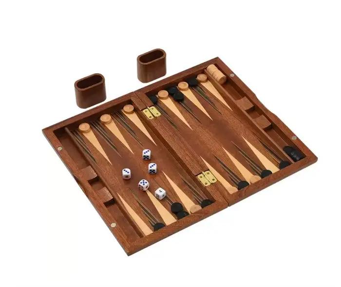 Jeu de backgammon en bois massif - Jeu de société éducatif pour le divertissement et les loisirs en famille