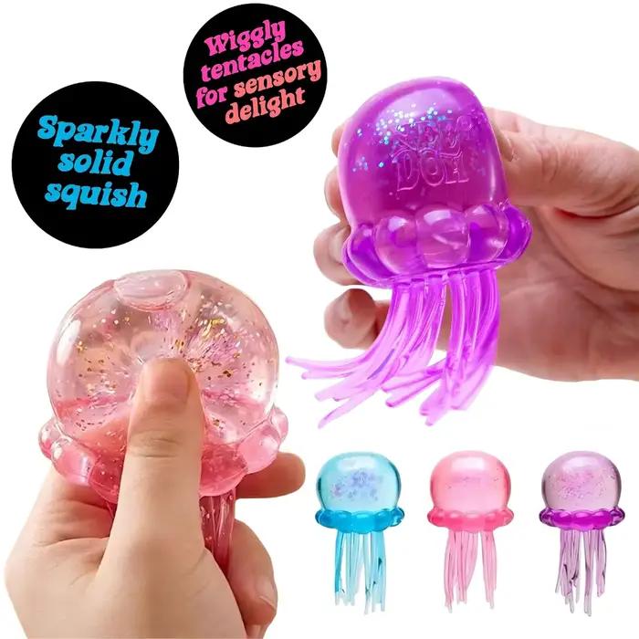 Jouet tendance Nee Doh Jellyfish & Cube Squish, jouet sensoriel anti-stress en gelée souple à presser, NeeDoh pour enfants et adultes