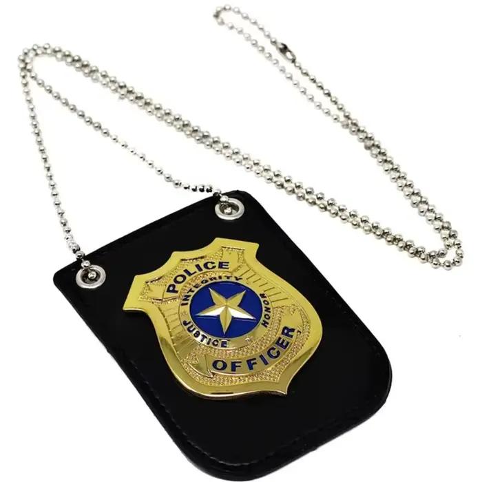 Badge de Police pour déguisement, jeu de Simulation avec chaîne, jeu de rôle de Police, jouet, Clip de ceinture, Simulation d'officier de Police