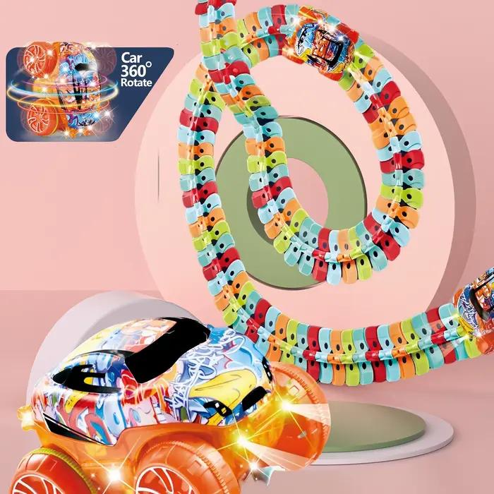 Nouvelle piste de course jouet voiture bricolage pistes de vitesse variable ensemble fente électrique Train Rail magique Flexible chemin de fer cadeau d'anniversaire pour les garçons