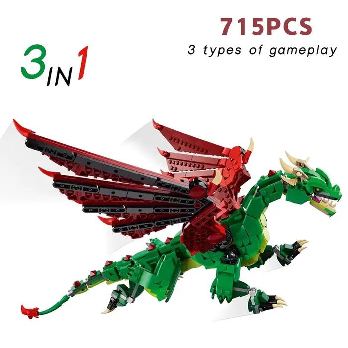 Jeu de construction 3-en-1 Dragon volant médiéval pour hommes