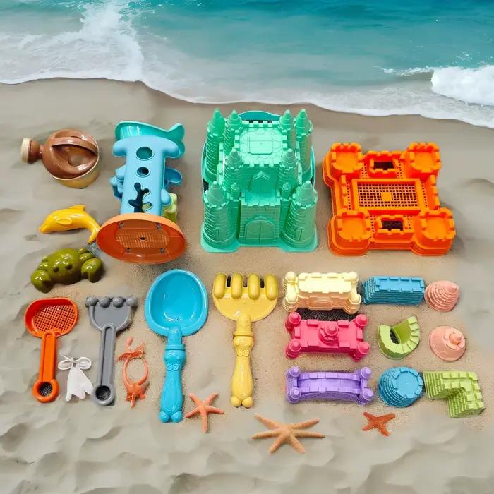 Ensemble de jouets de plage Château et seau pour le sable, accessoires, jouets d'été pour enfants, jouets de sable pour enfants, cadeaux amusants pour la famille en plein air