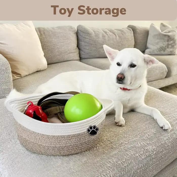 Panier à jouets pour chien, petit panier cadeau pour bébé, paniers de rangement tissés pour chien et chat, paniers de rangement pour la crèche pour couches et serviettes