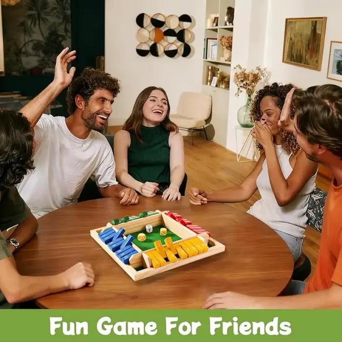 Jeu de dés en bois pour l'apprentissage de l'arithmétique – Boîte à cartes à retourner avec tuiles numériques à 4 faces