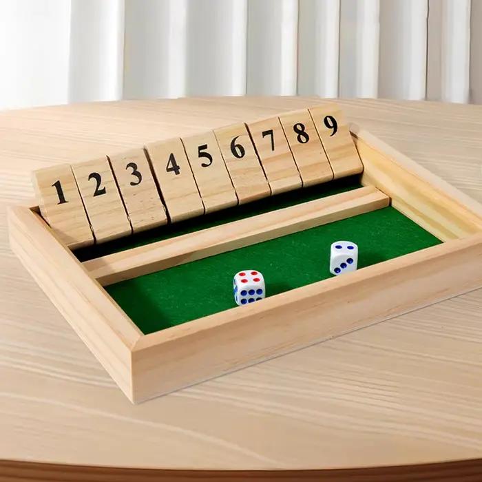 Shut The Box Game-Jeu de société numérique en bois avec 2 dés