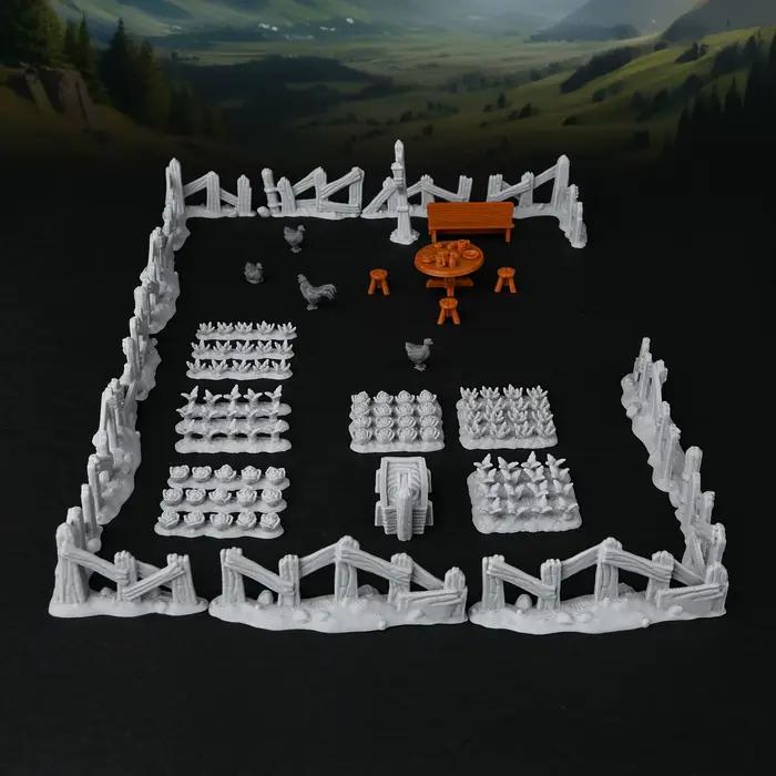 Ensemble de miniatures de terrain de ferme RPG