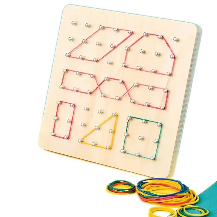 Montessori bébé jouet créatif graphique cravate en caoutchouc planches à ongles avec cartes éducation d'enfance enfants 