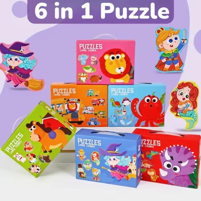 Grande boîte-cadeau de puzzles six-en-un